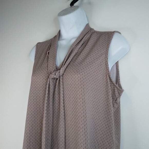 Adrianna Papell Tie Neck Geometric Printed Sleeveless Blouse Top Size M - Picture 2 of 11